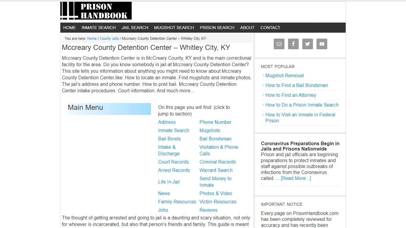 Mccreary County Detention Center – Whitley City, KY - Prison Handbook